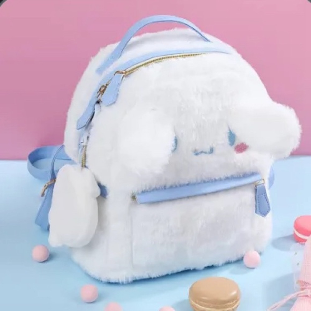 Brand new Cinnamon-roll White and Blue Plush Backpack